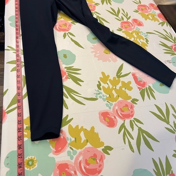 Nike Full Length Navy Blue Legging Tights with Logo Side Pocket Blue Size:small - Picture 6 of 7